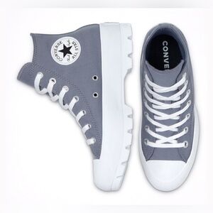 Converse High-Top Platform Sneakers in Soft Blue and White, Sz 6.5 Women’s